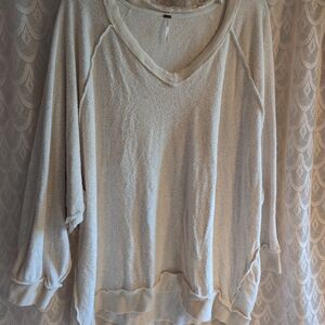Free People Cream V-Neck Sweater